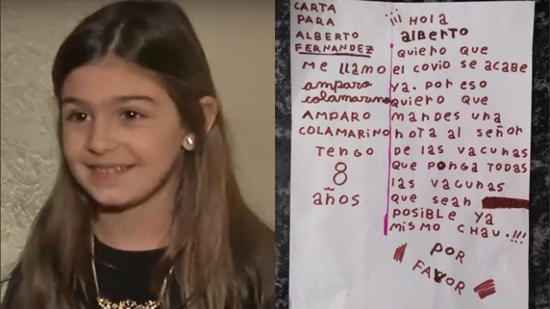 Amparo, la niña de Funes que mandó la carta a Alberto Fernández.