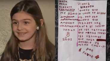 Amparo, la niña de Funes que mandó la carta a Alberto Fernández.
