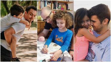 Ezequiel, Maximiliano y Estanislao, tres papás a todo terreno.