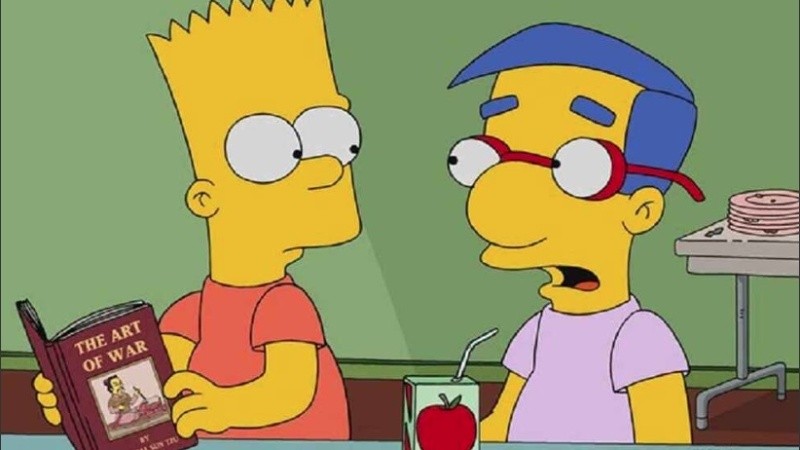 Bart Simpson junto a Milhouse, su mejor amigo.