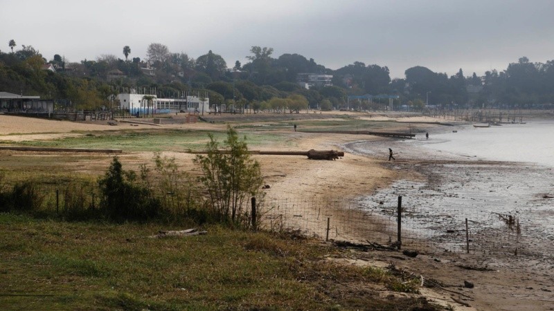 Postales de la bajante: el río Paraná a la altura de Rosario registró este martes una altura de 0.15 metros. 