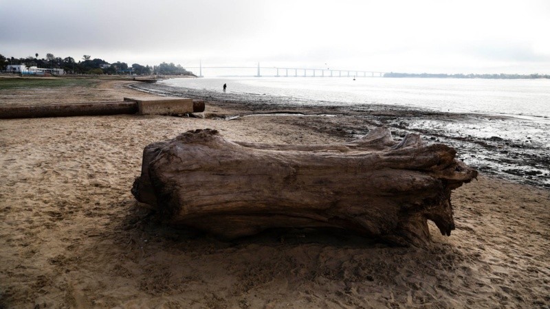 Postales de la bajante: el río Paraná a la altura de Rosario registró este martes una altura de 0.15 metros. 