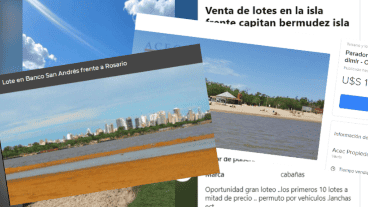 Algunas de las ofertas de tierras en las islas frente a Rosario.
