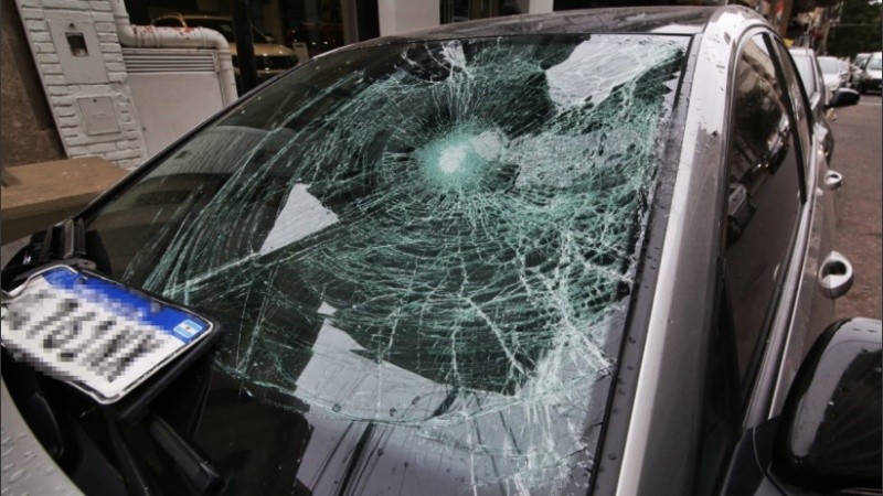 El auto de Rodríguez tras el impacto. 