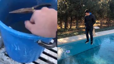 Con las temperaturas bajo cero, el agua en estado sólido.