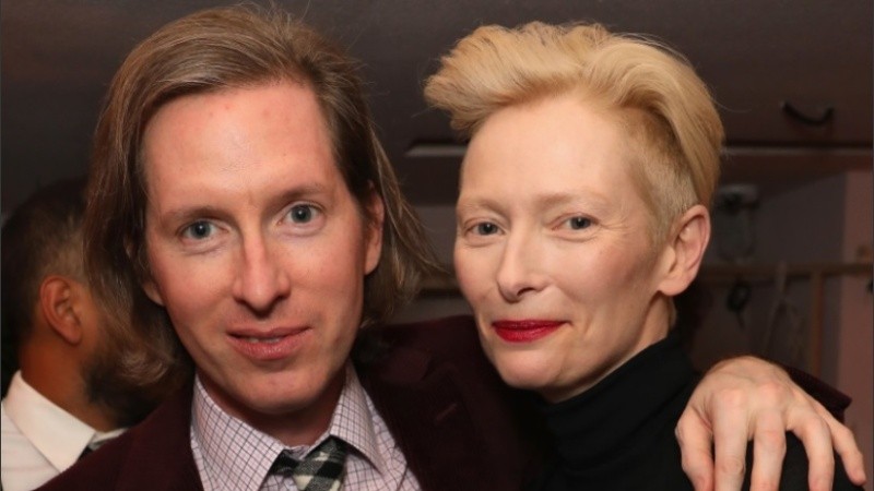 El director Wes Anderson y la actriz Tilda Swinton