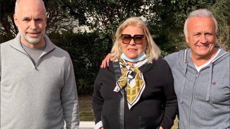 Horacio Rodríguez Larreta, Elisa Carrió y Miguel Del Sel en Santa Fe.