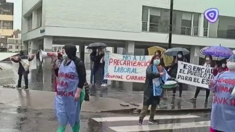 La protesta en la esquina de Moreno y San Luis.