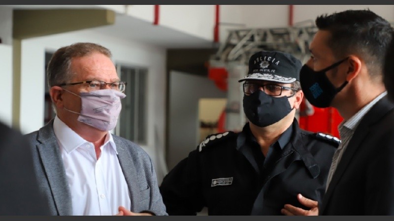 Lagna junto a Zancocchia (de gorra), que había sido nombrado en septiembre último.