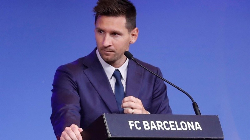 Lionel Messi en la conferencia de prensa de este domingo.