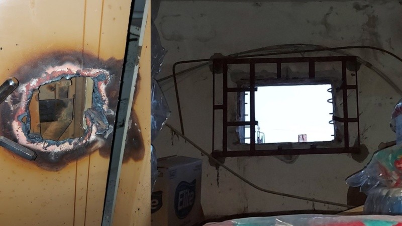 La caja fuerte y la ventana por la que ingresaron.