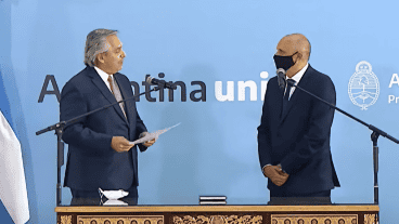 El presidente Alberto Fernández y el ministro de Transporte Alexis Guerrera