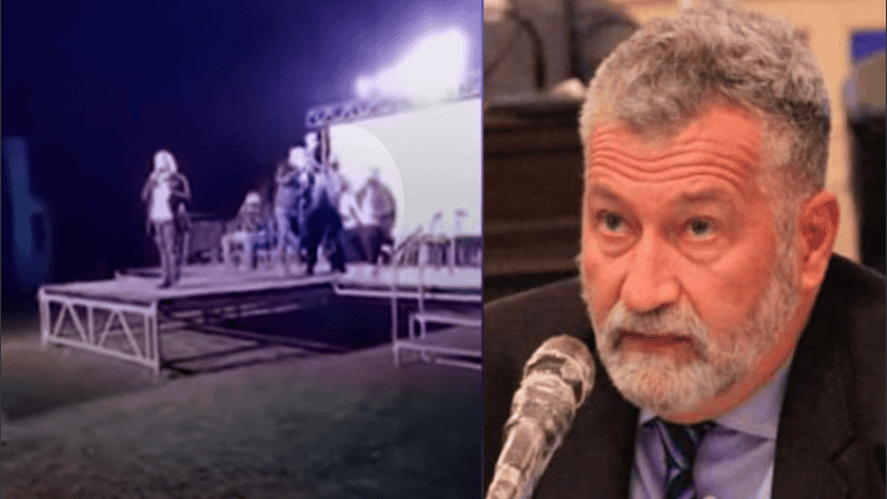 El momento del ataque y la víctima: el diputado Miguel Arias.