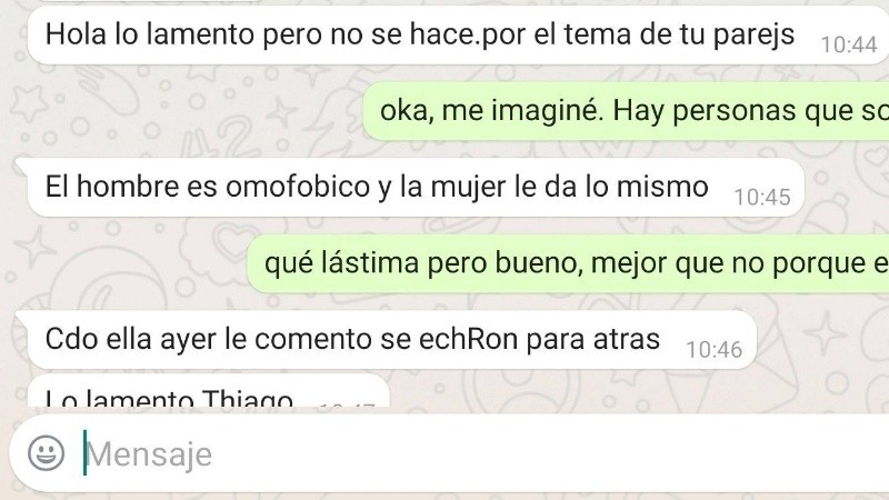 “No se hace por el tema de tu pareja