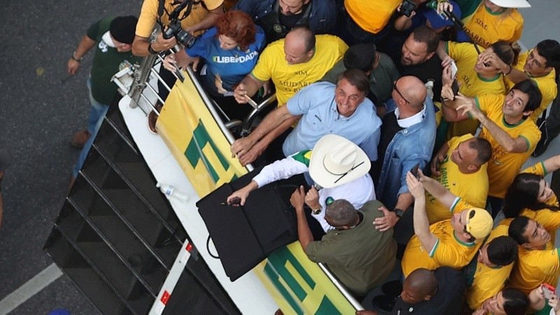 El mandatario habló desde un camión en la avenida Paulista.