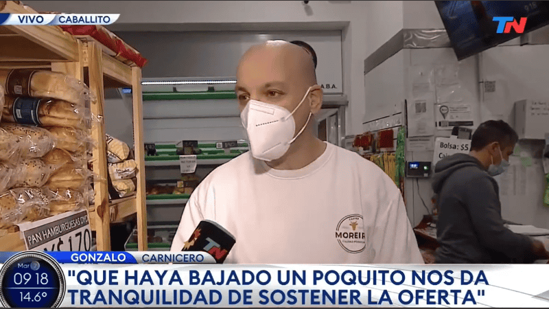 Gonzalo, el carnicero consultado por TN que Cristina retuiteó.