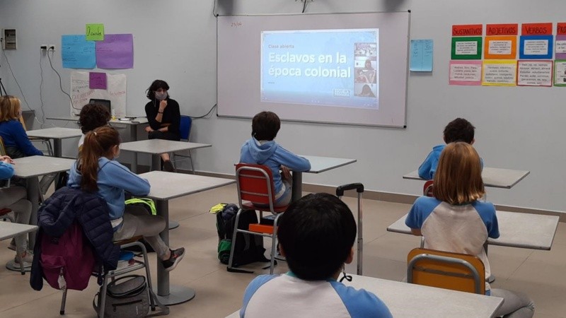 Una clase del colegio ORT en pandemia.