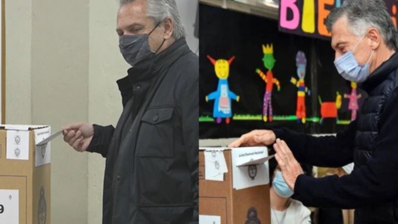 Alberto Fernández y Mauricio Macri en la mañana de este domingo. 