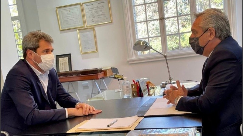 Uñac y Fernández, la primera imagen del mandatario en medio de la crisis.