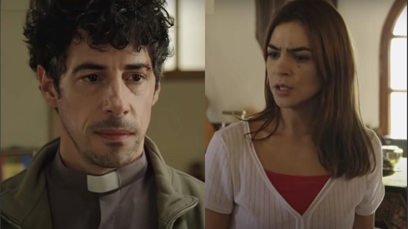“¿Cómo que es un cura?”, pregunta, sorprendida, Lola (Agustina Cherri) al conocer al padre Antonio (Esteban Lamothe)