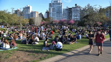 Gran presencia de gente en los espacios verdes.