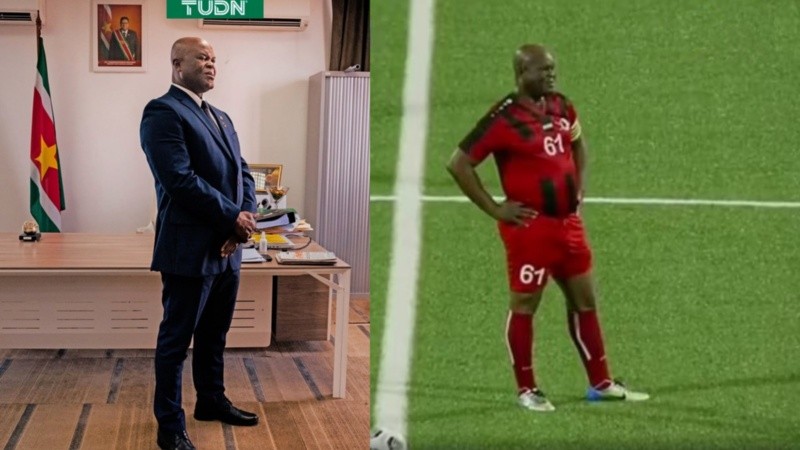 El vicepresidente de Surinam sumó un nuevo renglón a su curriculum, también fue futbolista.