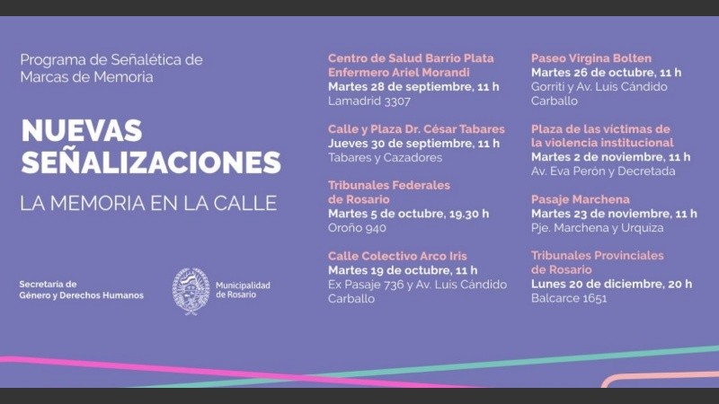 La agenda de actividades Marcas de Memoria.