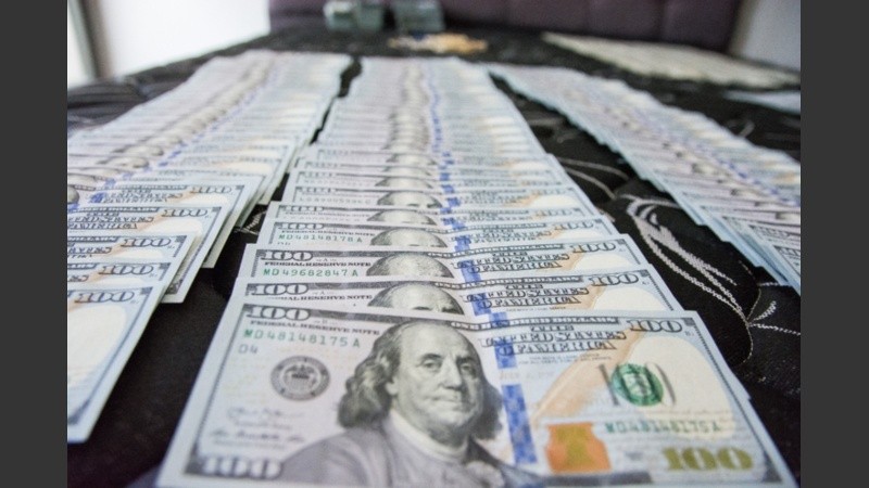 Dólares incautados en los allanamientos.