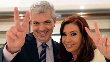 El flamante ministro de Agricultura, Julián Domínguez, y la vice, Cristina Fernández