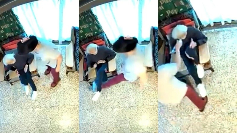 Video aberrante: una mujer golpeaba a una señora de 100 años que tenía que cuidar