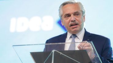 El presidente Alberto Fernández durante el cierre del Coloquio anual de Idea.
