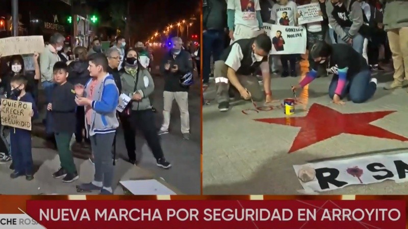 La marcha por Joaquín en la esquina de Juan B.Justo y avenida Alberdi.