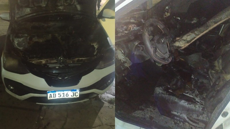 Así quedó el auto de la dirigente política.