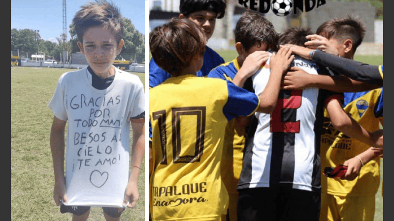Luca lució debajo de su camiseta con el N°2 una remera con un tierno mensaje con dedicatoria especia