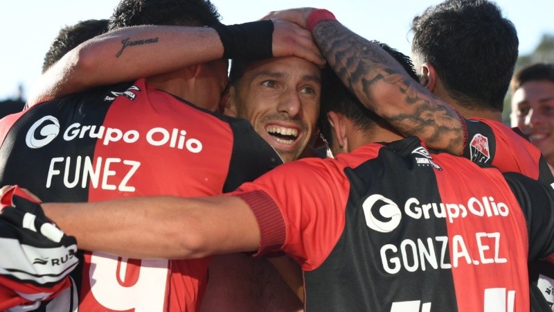 El eufórico festejo de Maxi el miércoles tras su gol a Central Córdoba