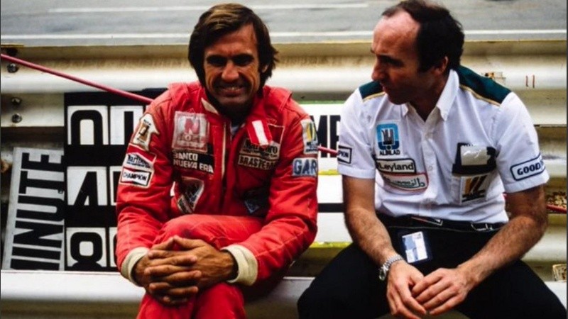 Carlos Reutemann y Frank Williams, cuando el ex Gobernador de Santa Fe piloteaba un auto de la escudería en la Fórmula 1.