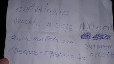 La nota que le secuestraron a los delincuentes
