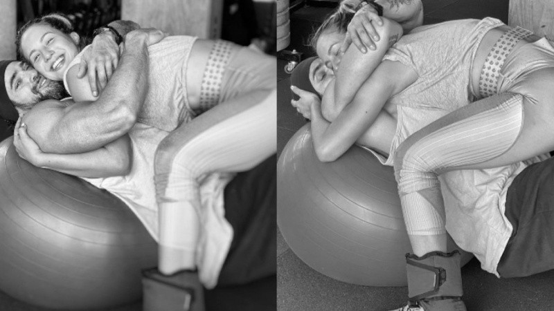 Las fotos a puro mimo de Luciano Castro y Flor Vigna en el gimnasio.