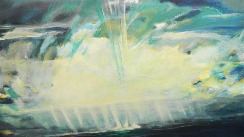 El color que cayó del cielo, otra obra de Moretti incluida en la muestra en Rosario