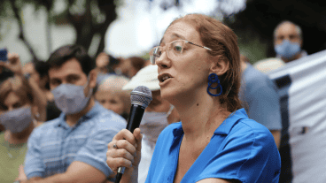 Nadia Schujman en el acto realizado el jueves pasado en la plaza 25 de Mayo.
