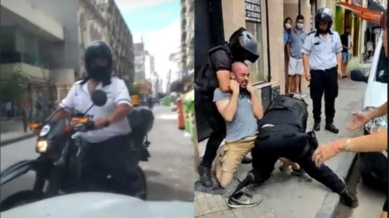 La discusión con agentes de tránsito y el accionar policial en dos videos.