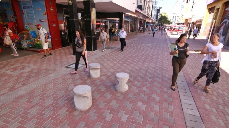 Así quedó el tramo remodelado en la peatonal San Martín.