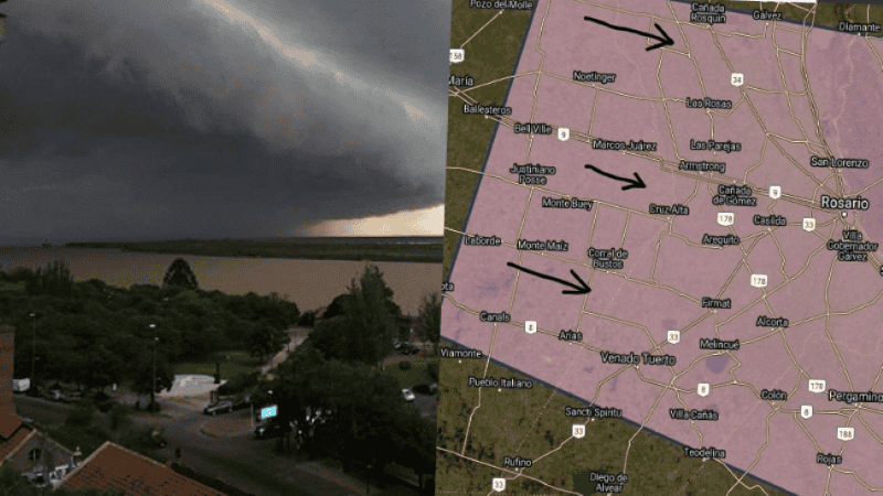 El frente de tormenta se forma y avanza desde el este.