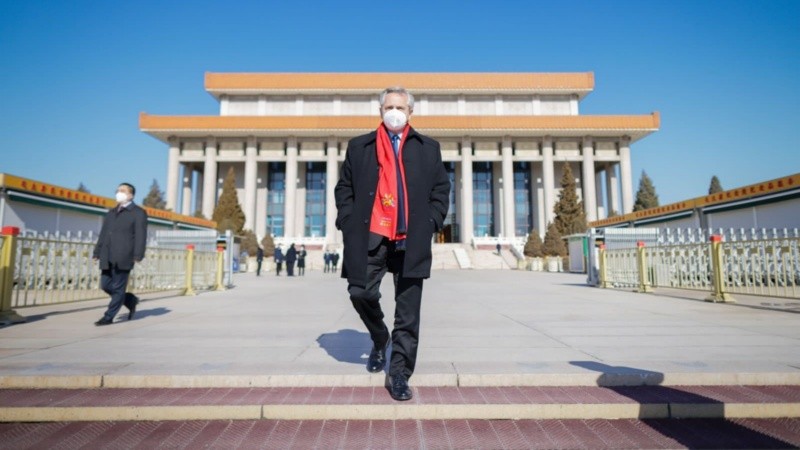 Alberto Fernández en su última visita a China