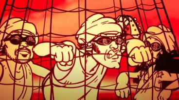 Captura del video de la canción "Alejado de la red", de La Renga, con animación del estudio rosarino Sr Manduví