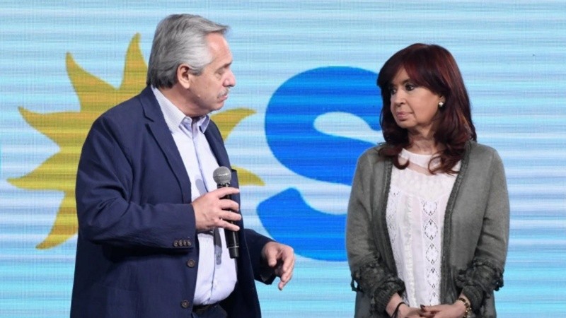 El presidente Alberto Fernández y la vicepresidenta Cristina Fernández de Kirchner, la noche de las Paso.
