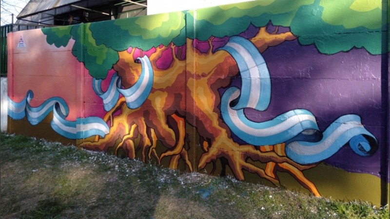Uno de los murales realizados por el equipo docente, en la ciudad de Rosario.