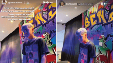 Posteos de Gianinna y el Kun para su hijo.