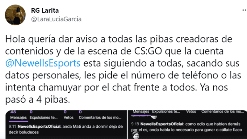 El posteo que dio a conocer los mensajes.