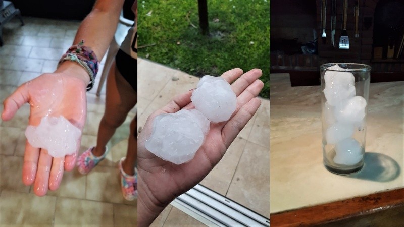 En Funes y Roldán, muy cerca de Rosario, se registraron piedras cerca de las 17.